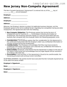 Free  Non-compete Agreement Form for New Jersey