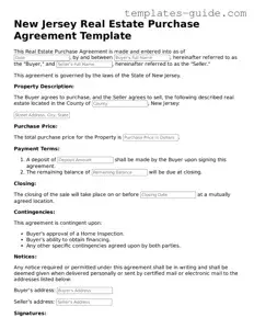 Free  Real Estate Purchase Agreement Form for New Jersey