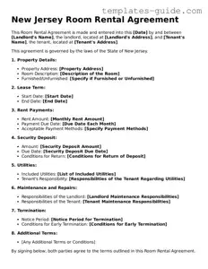 Free  Room Rental Agreement Form for New Jersey