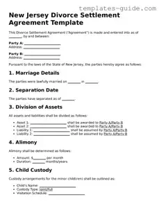 Free  Divorce Settlement Agreement Form for New Jersey