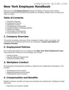 Free  Employee Handbook Form for New York