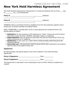 Free  Hold Harmless Agreement Form for New York