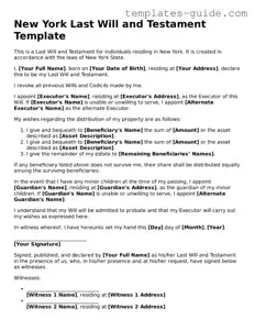 Free  Last Will and Testament Form for New York