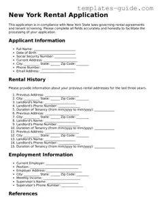 Free  Rental Application Form for New York