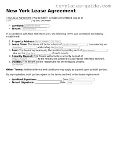 Free  Lease Agreement Form for New York