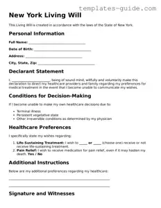 Free  Living Will Form for New York