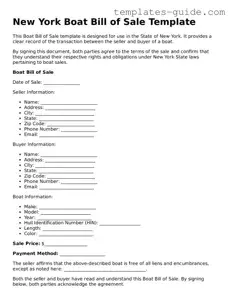 Free  Boat Bill of Sale Form for New York