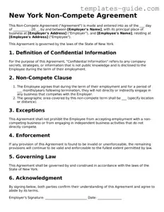 Free  Non-compete Agreement Form for New York