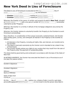 Free  Deed in Lieu of Foreclosure Form for New York