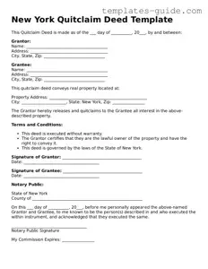 Free  Quitclaim Deed Form for New York
