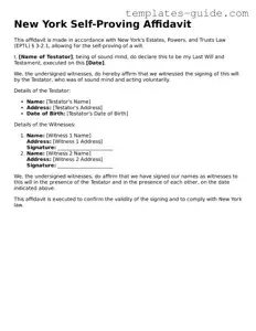 Free  Self-Proving Affidavit Form for New York