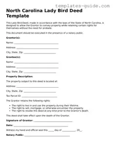 Free  Lady Bird Deed Form for North Carolina