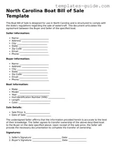 Free  Boat Bill of Sale Form for North Carolina