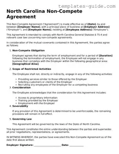 Free  Non-compete Agreement Form for North Carolina