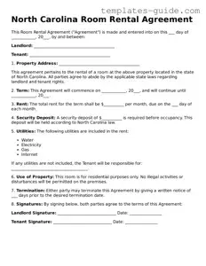 Free  Room Rental Agreement Form for North Carolina