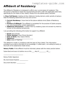 Affidavit of Residency Template