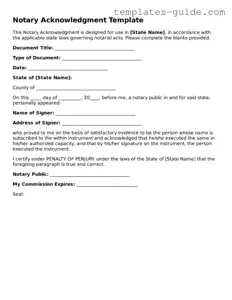 Notary Acknowledgement Template