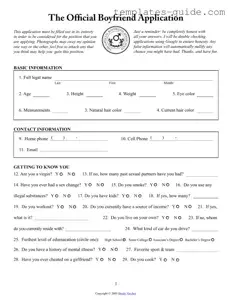 Fill Out a Valid Boyfriend application form Template