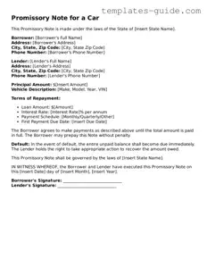 Promissory Note for a Car Template