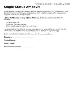 Single Status Affidavit Template