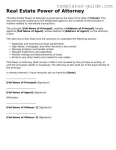 Real Estate Power of Attorney Template