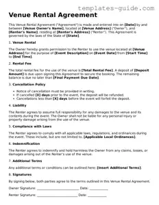 Venue Rental Agreement Template