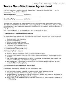 Free  Non-disclosure Agreement Form for Texas