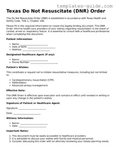 Free  Do Not Resuscitate Order Form for Texas