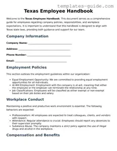 Free  Employee Handbook Form for Texas