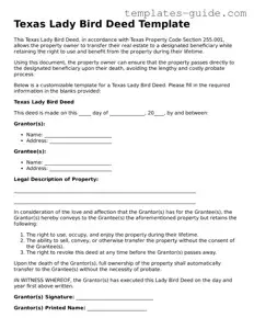 Free  Lady Bird Deed Form for Texas