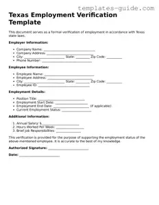 Free  Employment Verification Form for Texas