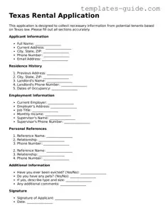 Free  Rental Application Form for Texas