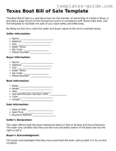 Free  Boat Bill of Sale Form for Texas
