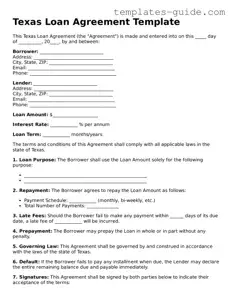 Free  Loan Agreement Form for Texas
