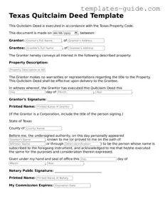 Free  Quitclaim Deed Form for Texas