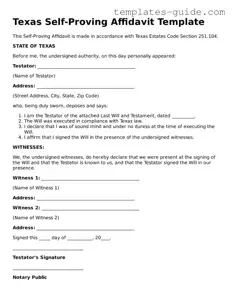 Free  Self-Proving Affidavit Form for Texas