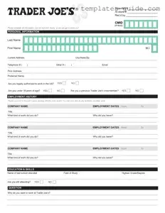 Fill Out a Valid Trader Joe's application Template