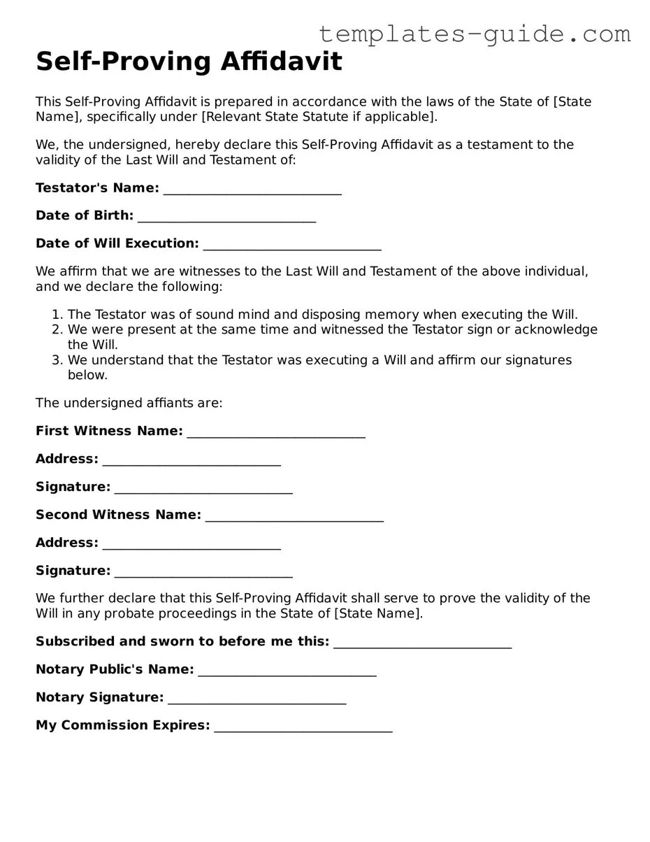 Self-Proving Affidavit Template