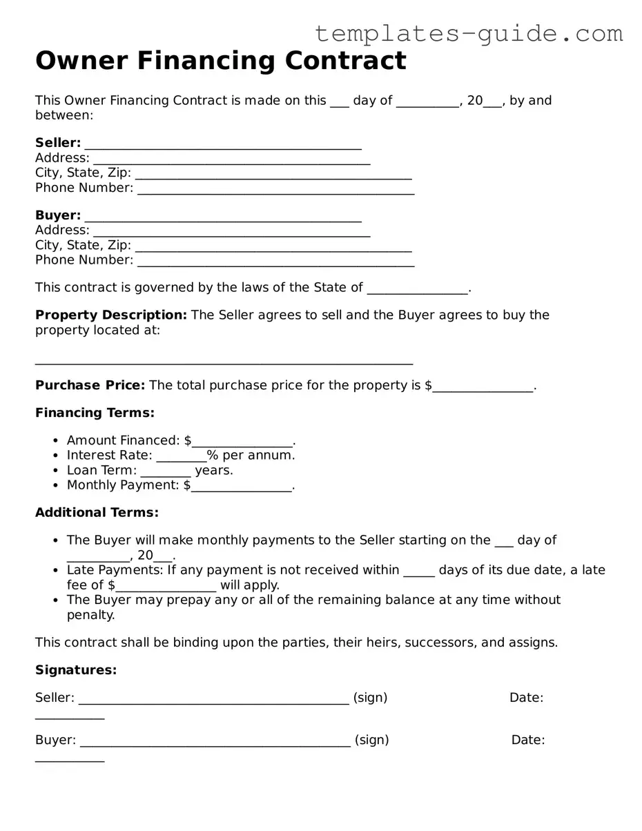 Owner Financing Contract Template