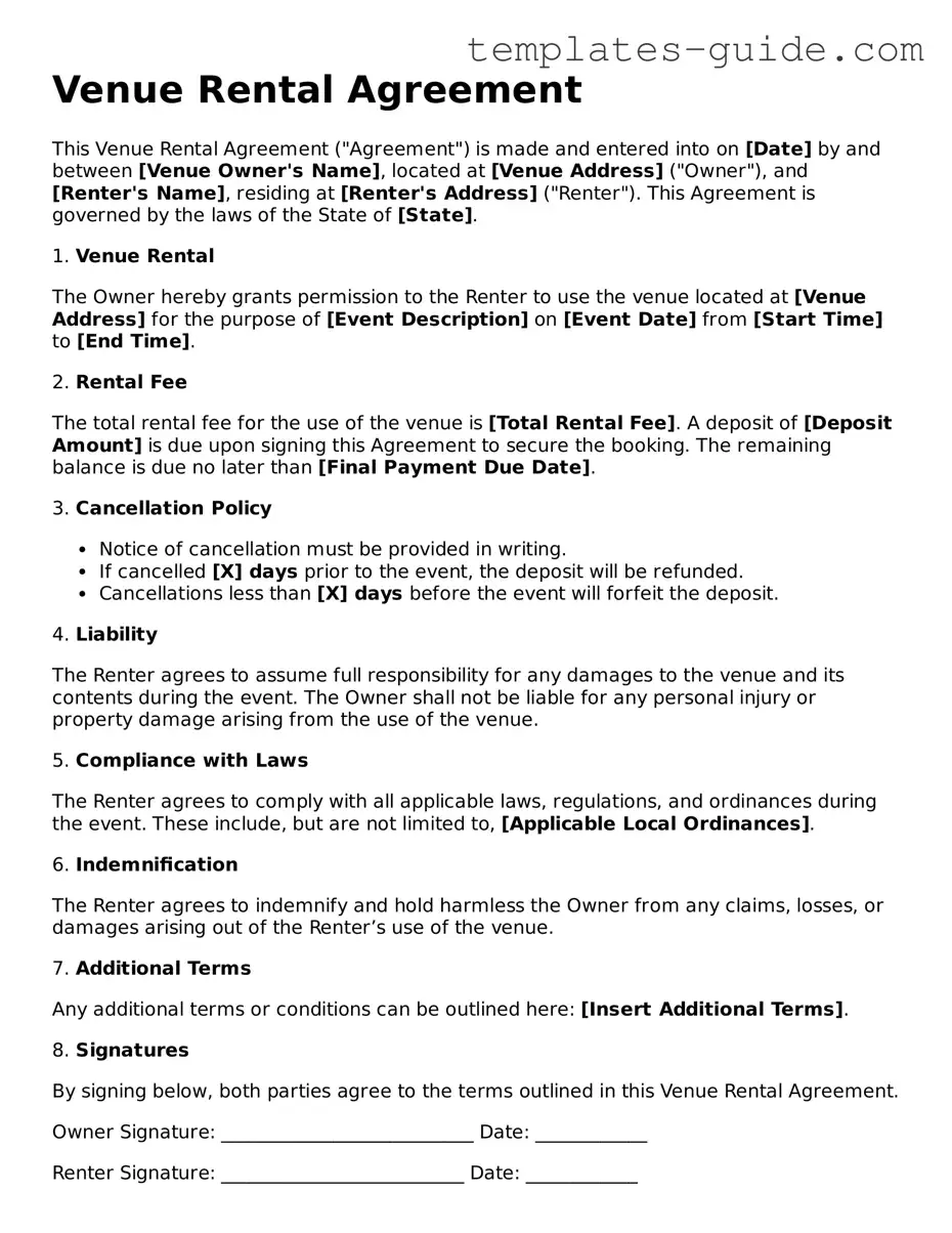 Venue Rental Agreement Template