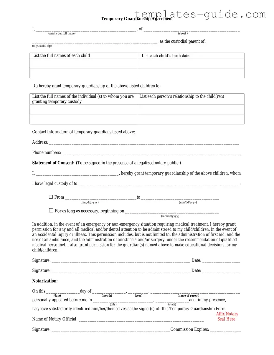 Fill Out a Valid Temporary Custody Template