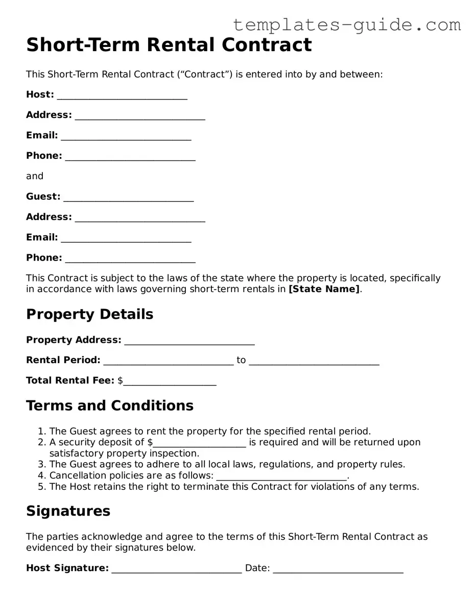 Short-Term Rental Contract Template