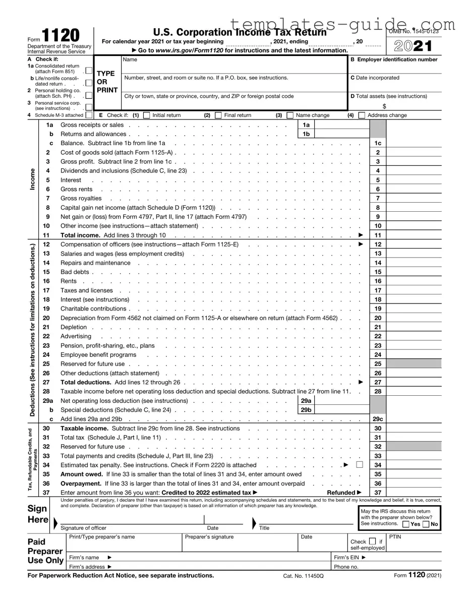 Fill Out a Valid IRS 1120 Template