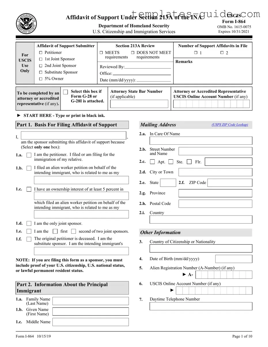 Fill Out a Valid USCIS I-864 Template