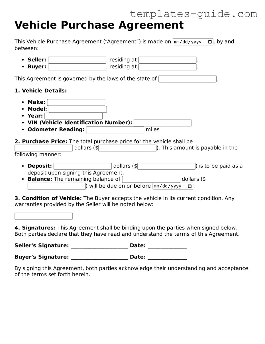 Vehicle Purchase Agreement Template