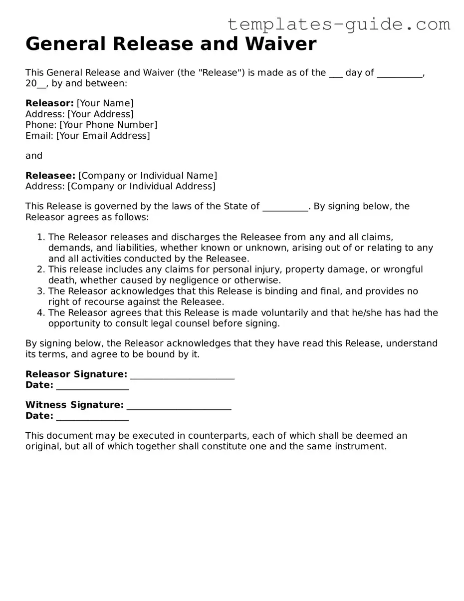 Release of Liability Template