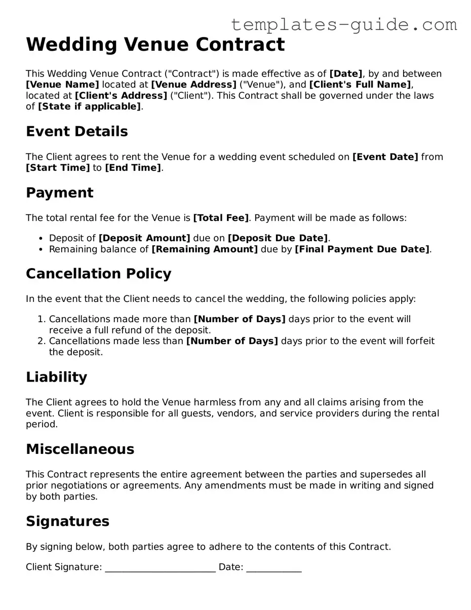 Wedding Venue Contract Template